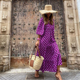 Dames Maxi Jurk met Geometrische Print en V-Hals
