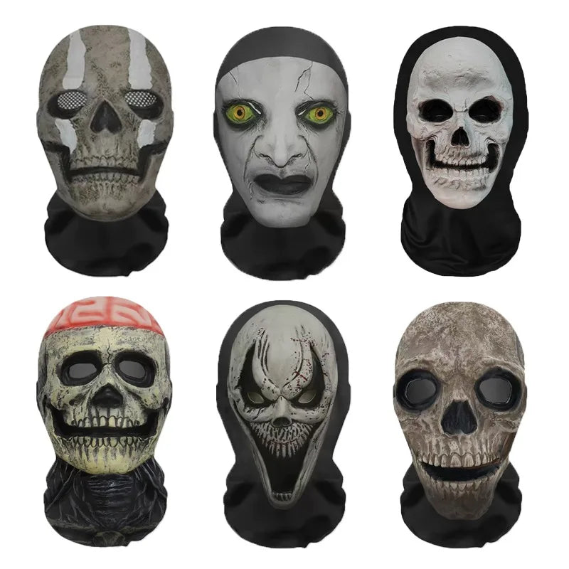Halloween Ghost Face & skelet masker – volledig gezichtsmasker van ademend materiaal, geschikt voor Halloween, cosplay en verkleedfeesten, lichtgewicht en comfortabel.