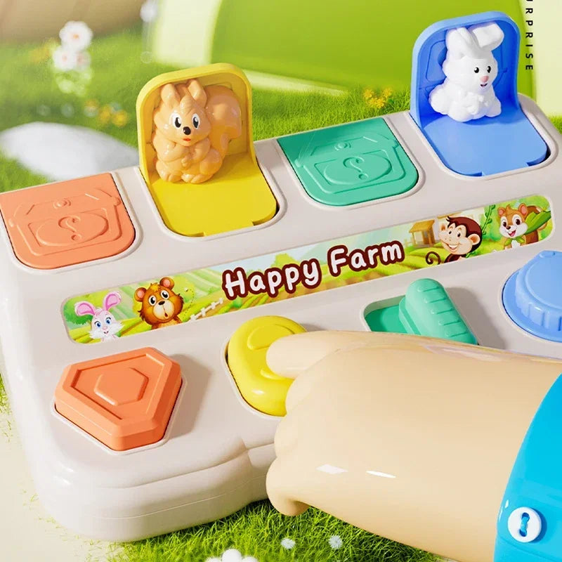 Interactief pop-up dieren sorteren – Montessori dierenactiviteitenspeelgoed dat de cognitieve en motorische vaardigheden van je kind bevordert. Leuk en leerzaam spelen met kleurrijke dierenfiguren.