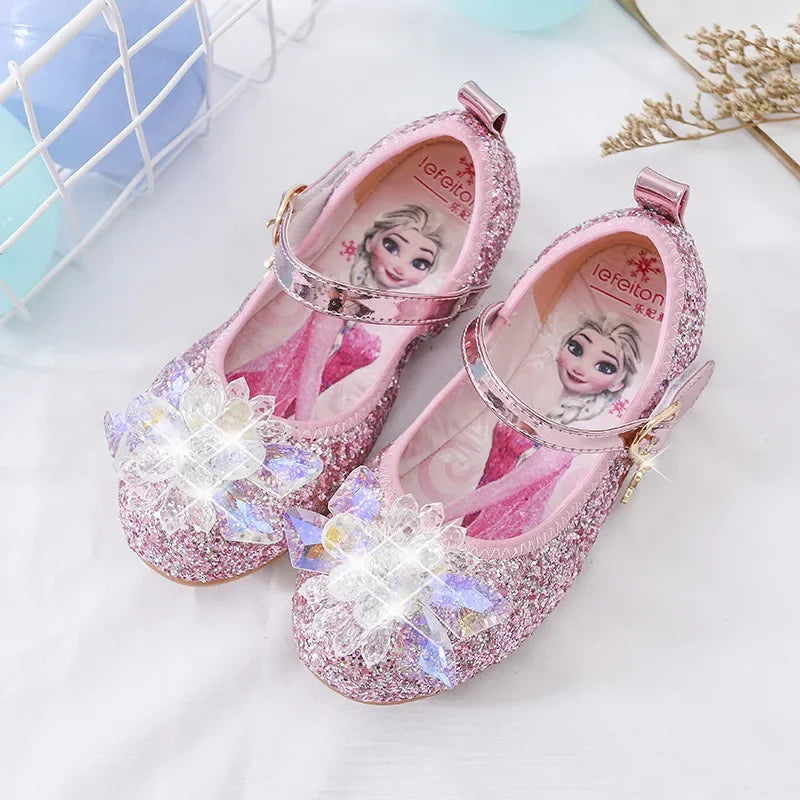 SparklePrincess glinsterende meisjesschoenen met zilveren roos en kristalaccenten – elegante en comfortabele schoenen voor feestelijke gelegenheden en speciale momenten.