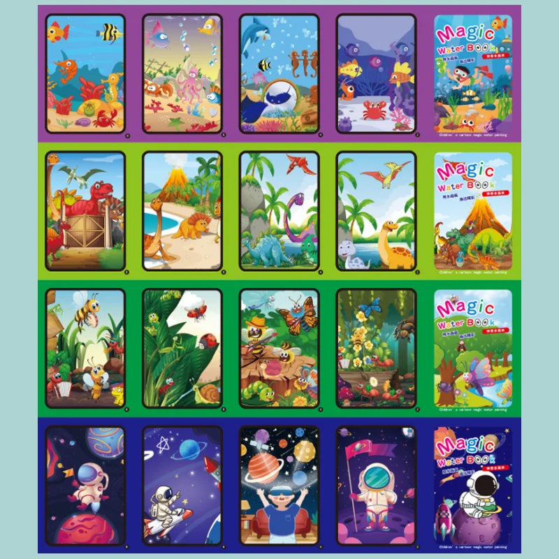 Magisch watertekenboek – herbruikbaar Montessori kleurboek voor eindeloos tekenplezier. Ideaal voor de creatieve ontwikkeling van je kind, zonder rommel.