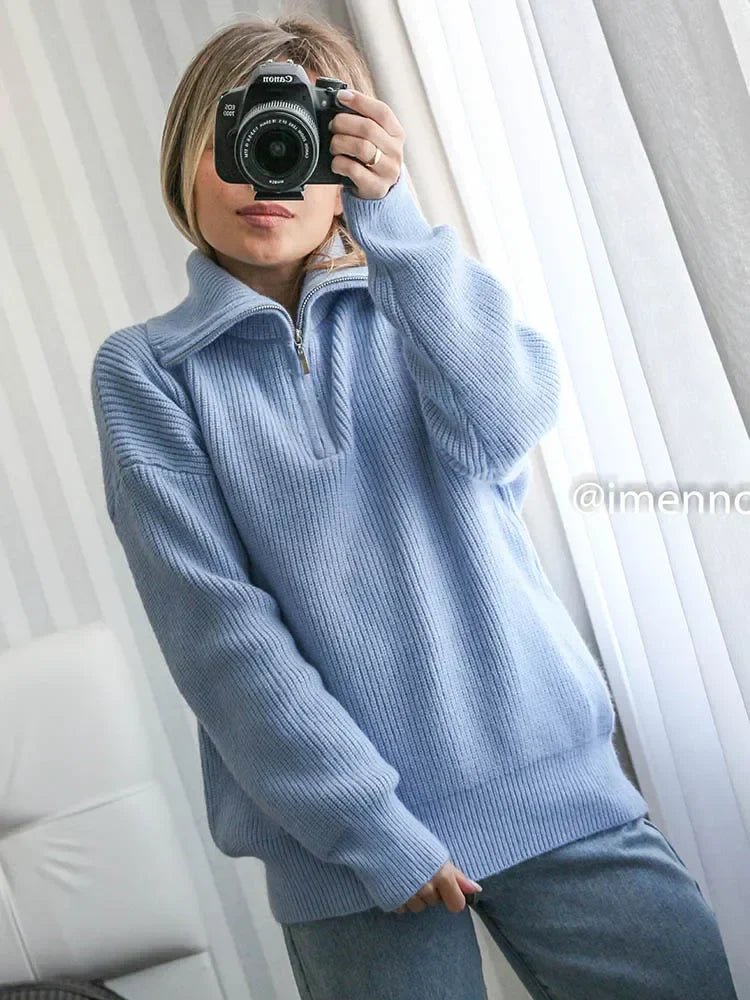 Lucia gebreide damestrui – warme en zachte trui met comfortabele pasvorm, ideaal voor casual winterlooks en stijlvolle laagjes.