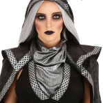 Halloween maxi jurk – gotische heks kostuum voor dames, lange donkere jurk met mystieke details, perfect voor Halloween en verkleedfeesten.