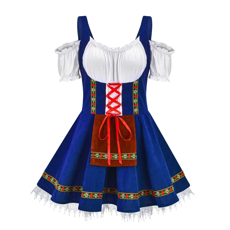 Trendy Oktoberfest dirndl-jurk voor dames – moderne Beierse jurk met elegante pasvorm, stijlvolle details en hoogwaardige stof, perfect voor bierfeesten en thema-evenementen.