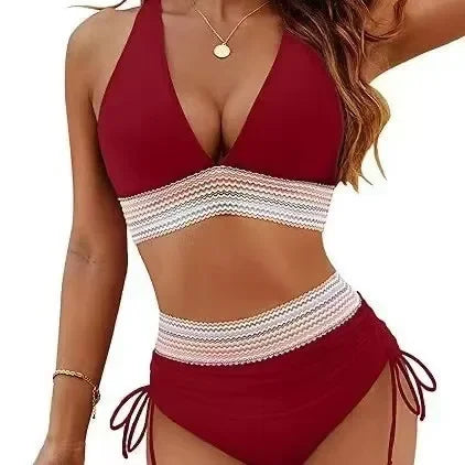 Tummy control bikini set voor dames – flatterende en comfortabele zwemsuit met controlerende taille, ideaal voor het creëren van een slanker silhouet. Perfect voor stranddagen en zwembaden.