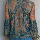 Dames Bohemian Blouse met Paisleyprint en V-hals
