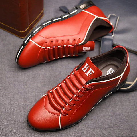 Heren Leren Sneakers met Vetersluiting