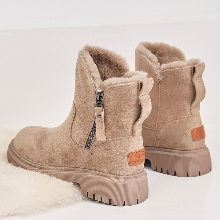 Serena suède bontlaarzen voor dames – warme en stijlvolle laarzen met zachte voering, duurzame zool en tijdloos design voor winterse looks.