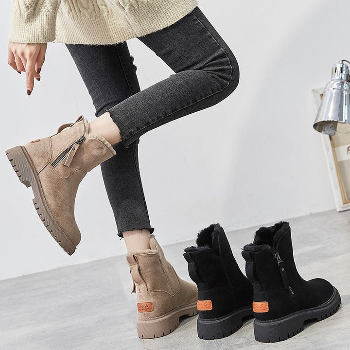 Serena suède bontlaarzen voor dames – warme en stijlvolle laarzen met zachte voering, duurzame zool en tijdloos design voor winterse looks.