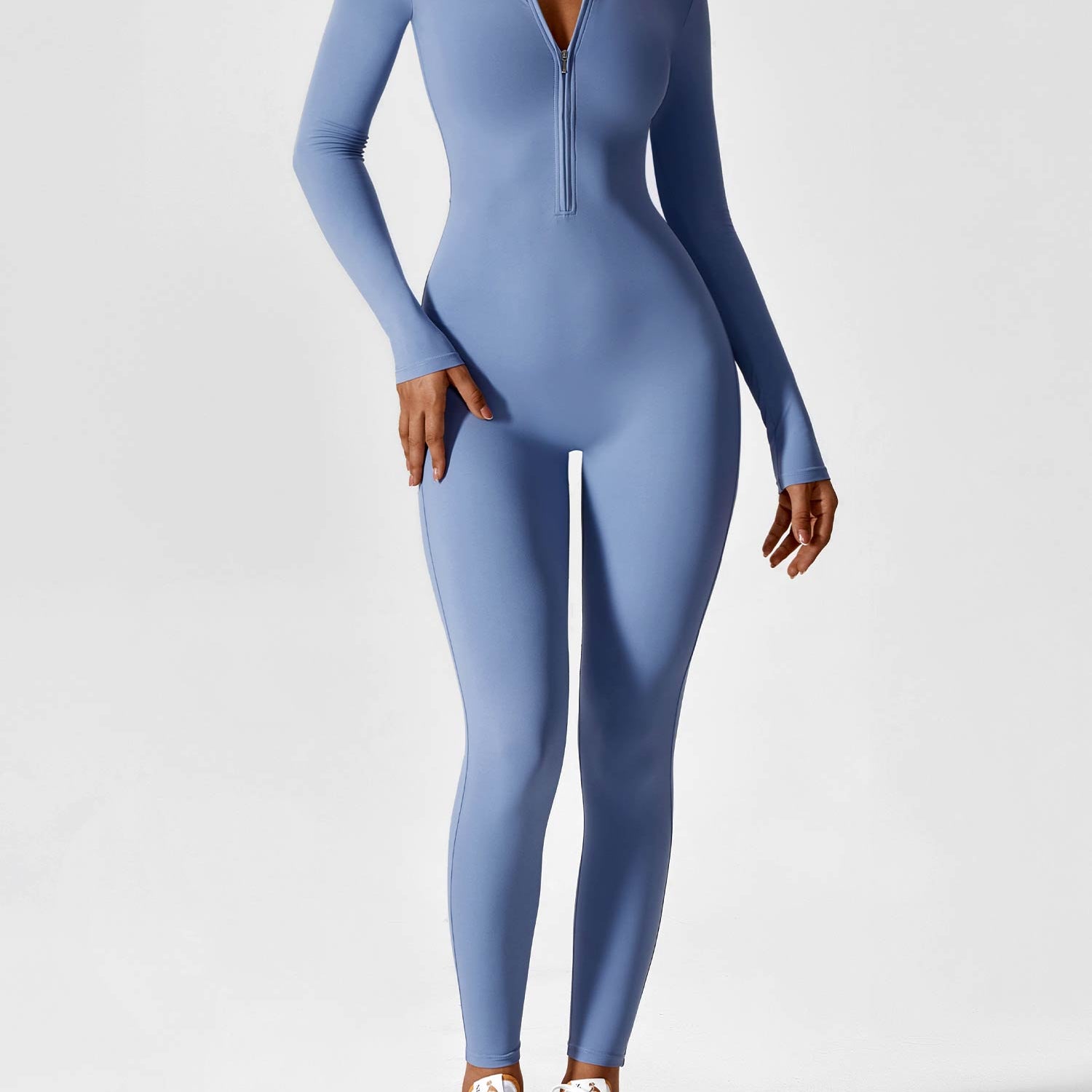 Naadloze Jumpsuit met Lange Mouwen en Ritssluiting