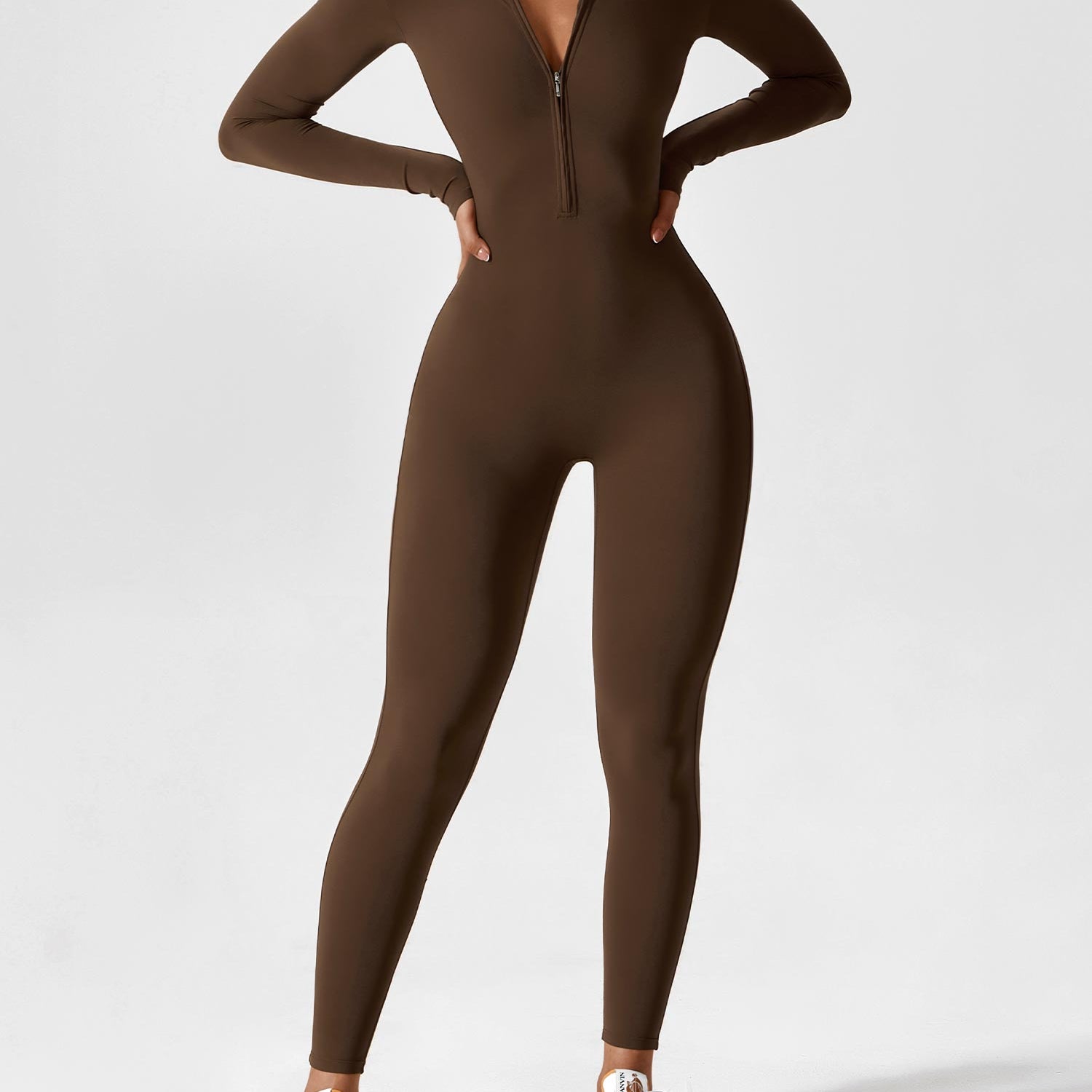 Naadloze Jumpsuit met Lange Mouwen en Ritssluiting