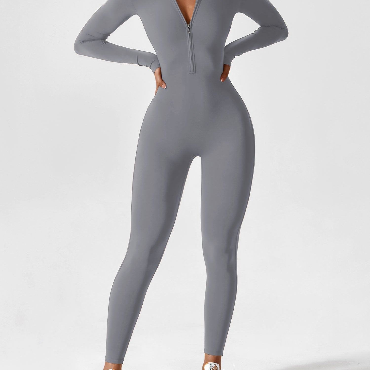 Naadloze Jumpsuit met Lange Mouwen en Ritssluiting