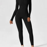 Naadloze Jumpsuit met Lange Mouwen en Ritssluiting