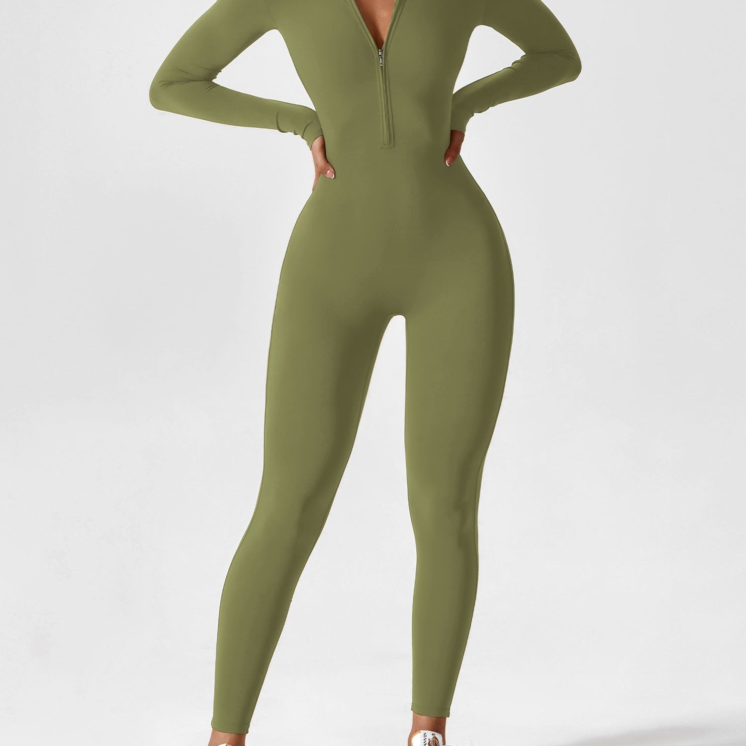 Naadloze Jumpsuit met Lange Mouwen en Ritssluiting