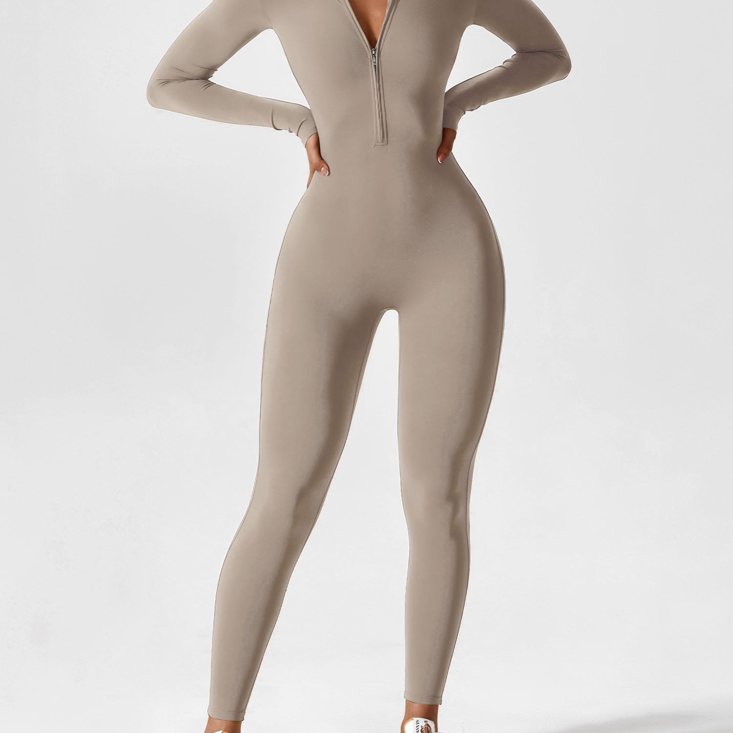 Naadloze Jumpsuit met Lange Mouwen en Ritssluiting