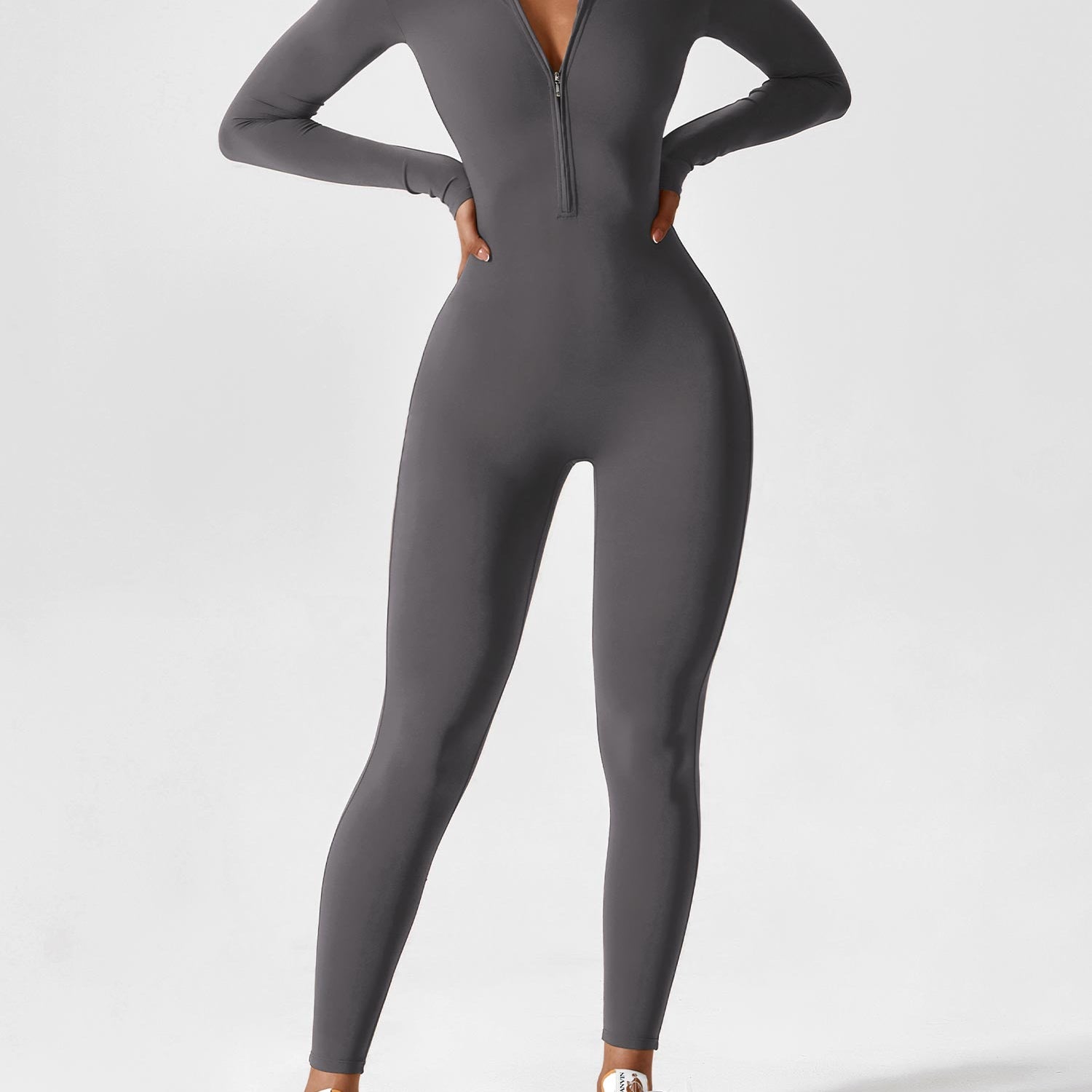 Naadloze Jumpsuit met Lange Mouwen en Ritssluiting