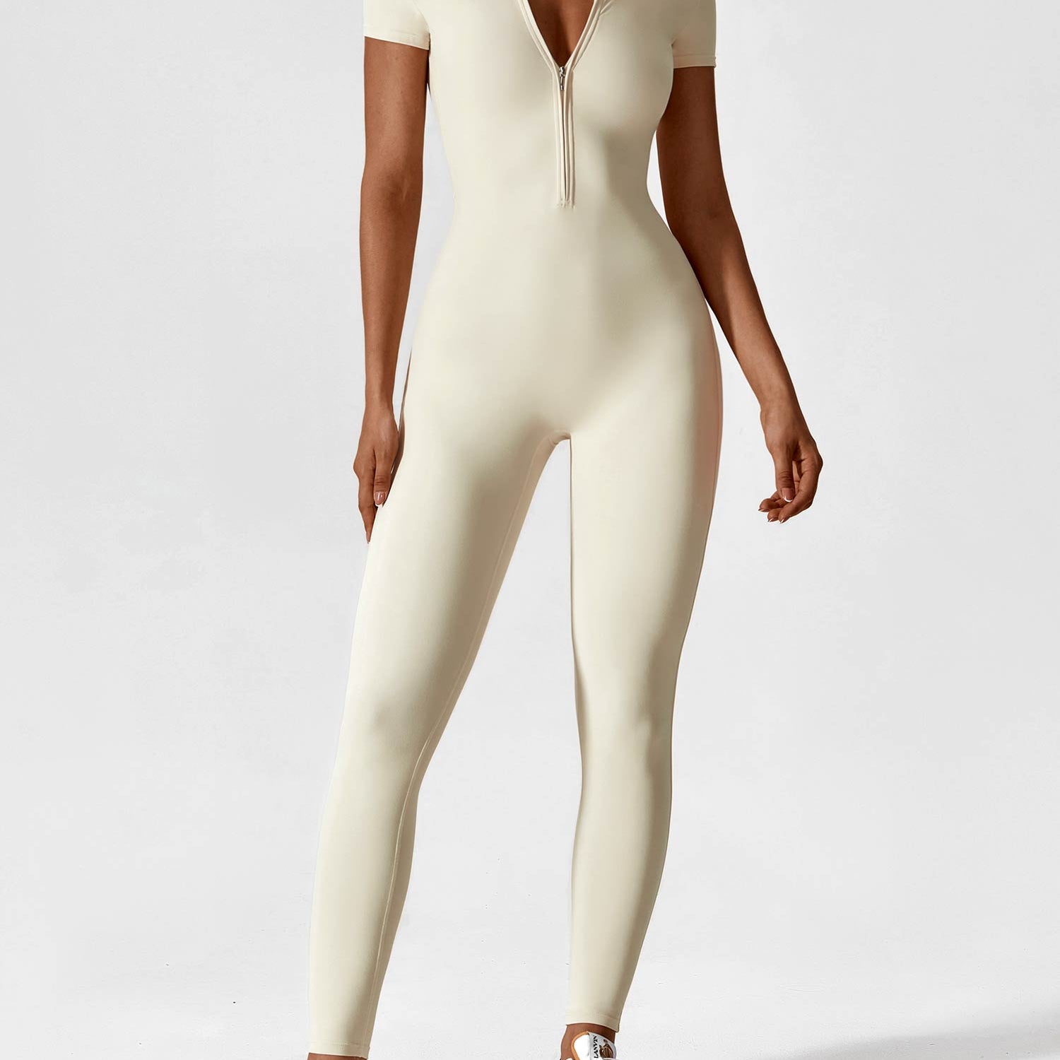 Naadloze Jumpsuit met Lange Mouwen en Ritssluiting