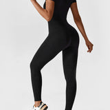 Naadloze Jumpsuit met Lange Mouwen en Ritssluiting