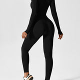 Naadloze Jumpsuit met Lange Mouwen en Ritssluiting