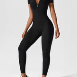 Naadloze Jumpsuit met Lange Mouwen en Ritssluiting
