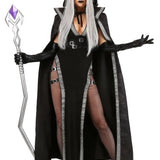 Halloween maxi jurk – gotische heks kostuum voor dames, lange donkere jurk met mystieke details, perfect voor Halloween en verkleedfeesten.