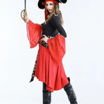 Piratenkapitein kostuum jurk – Halloween midi jurk voor dames, stoer en comfortabel ontwerp met piratendetails, perfect voor Halloween en verkleedfeesten.