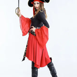 Piratenkapitein kostuum jurk – Halloween midi jurk voor dames, stoer en comfortabel ontwerp met piratendetails, perfect voor Halloween en verkleedfeesten.