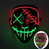 LED Halloween masker – draadloos lichtgevend party masker met meerdere stijlen en knipperende effecten, perfect voor Halloween, feestjes en cosplay voor kinderen en volwassenen.