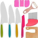 Kinder kook snijset – kindermes, gekartelde snijder en schiller speciaal voor peuters om fruit veilig te snijden. Perfect voor jonge chefs om culinaire vaardigheden te ontwikkelen.
