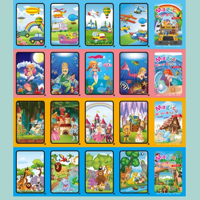 Magisch watertekenboek – herbruikbaar Montessori kleurboek voor eindeloos tekenplezier. Ideaal voor de creatieve ontwikkeling van je kind, zonder rommel.
