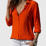 Dames blouse met V-hals en lange mouwen