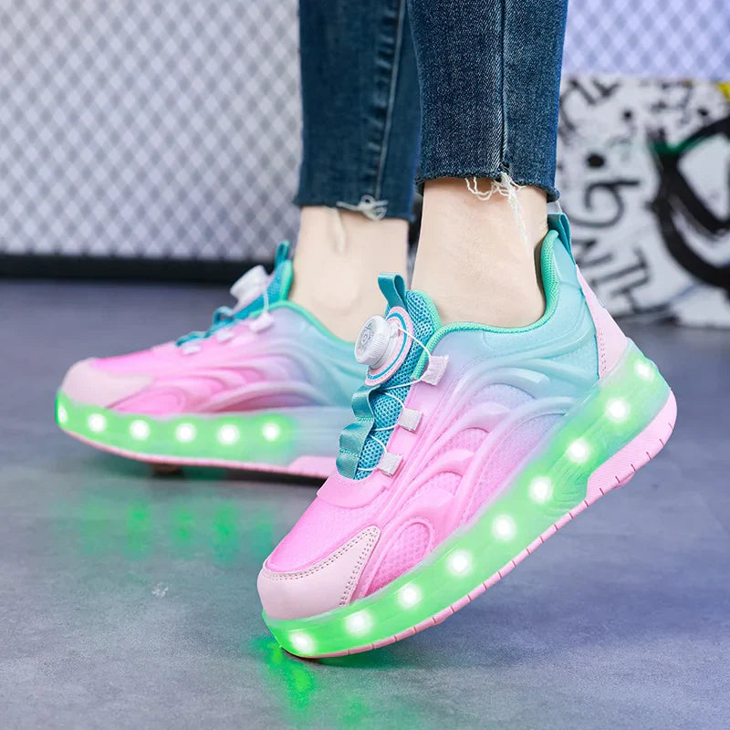 LED licht rolschaats schoenen – verlichte USB sneakers voor kinderen, comfortabel en veilig met kleurrijk design, ideaal voor plezier en buitenactiviteiten.