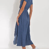 Dames Midi Jurk met Bloemenprint en V-Hals