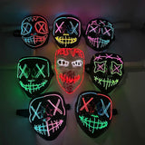 LED Halloween masker – draadloos lichtgevend party masker met meerdere stijlen en knipperende effecten, perfect voor Halloween, feestjes en cosplay voor kinderen en volwassenen.