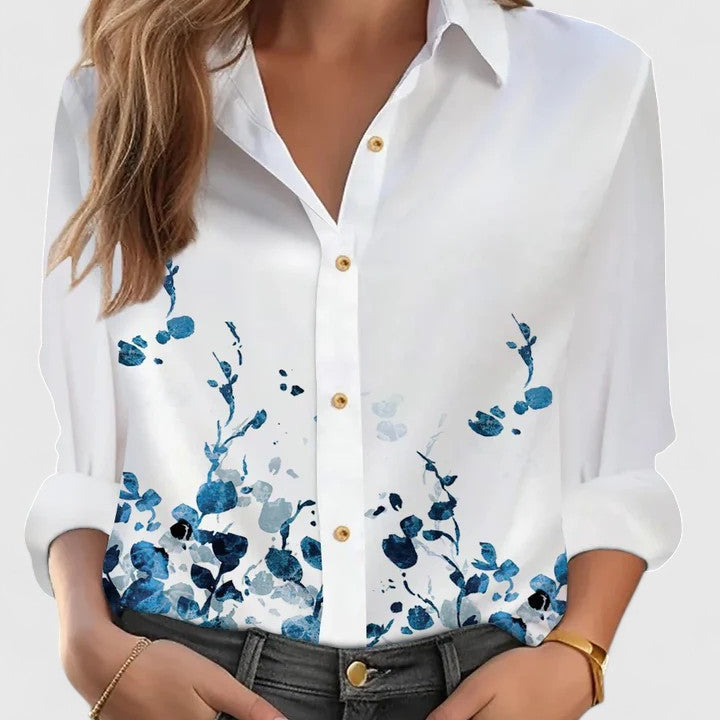 Dames blouse met bloemenprint en knoopsluiting
