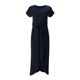 Casual Midi Jurk met Knoopdetail en Split