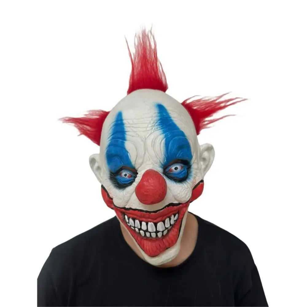 Halloween clown masker – eng en kleurrijk volledig gezichtsmasker van lichtgewicht materiaal, ideaal voor Halloween, cosplay en verkleedfeesten.