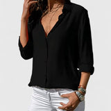 Dames blouse met V-hals en lange mouwen