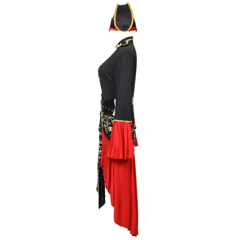 Piratenkapitein kostuum jurk – Halloween midi jurk voor dames, stoer en comfortabel ontwerp met piratendetails, perfect voor Halloween en verkleedfeesten.