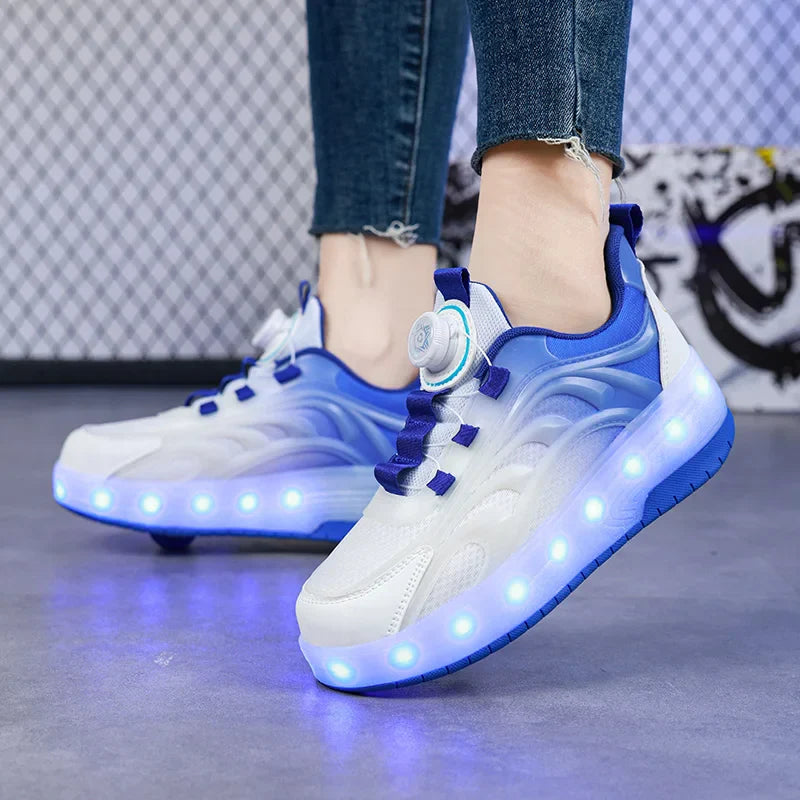LED licht rolschaats schoenen – verlichte USB sneakers voor kinderen, comfortabel en veilig met kleurrijk design, ideaal voor plezier en buitenactiviteiten.