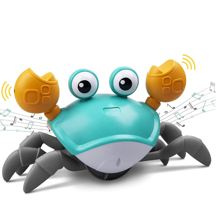 BabyCrab interactieve wandelende krab – kleurrijk kinderspeelgoed dat beweegt en geluid maakt, stimuleert motoriek, nieuwsgierigheid en interactief spel.