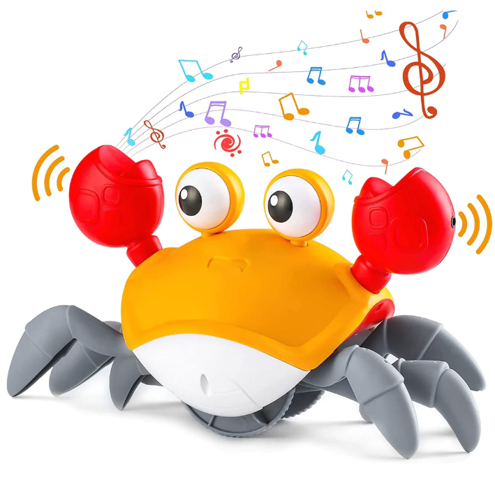 BabyCrab interactieve wandelende krab – kleurrijk kinderspeelgoed dat beweegt en geluid maakt, stimuleert motoriek, nieuwsgierigheid en interactief spel.