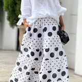 Maëlle - Tweedelig Pak met Stippen – Trendy Damesoutfit met Luchtige Stof, Elegante Stippenprint, Comfortabele Pasvorm en Modieuze Look voor Zomer en Lente.