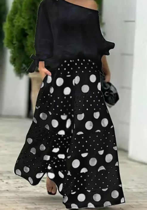 Maëlle - Tweedelig Pak met Stippen – Trendy Damesoutfit met Luchtige Stof, Elegante Stippenprint, Comfortabele Pasvorm en Modieuze Look voor Zomer en Lente.