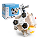BusyCube educatief speelgoed voor onderweg – compacte en interactieve speelset die motoriek, concentratie en creativiteit van kinderen stimuleert tijdens reizen of onderweg.