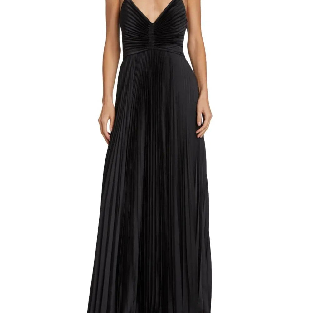 Geplooide Maxi Jurk met V-Hals