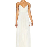 Geplooide Maxi Jurk met V-Hals