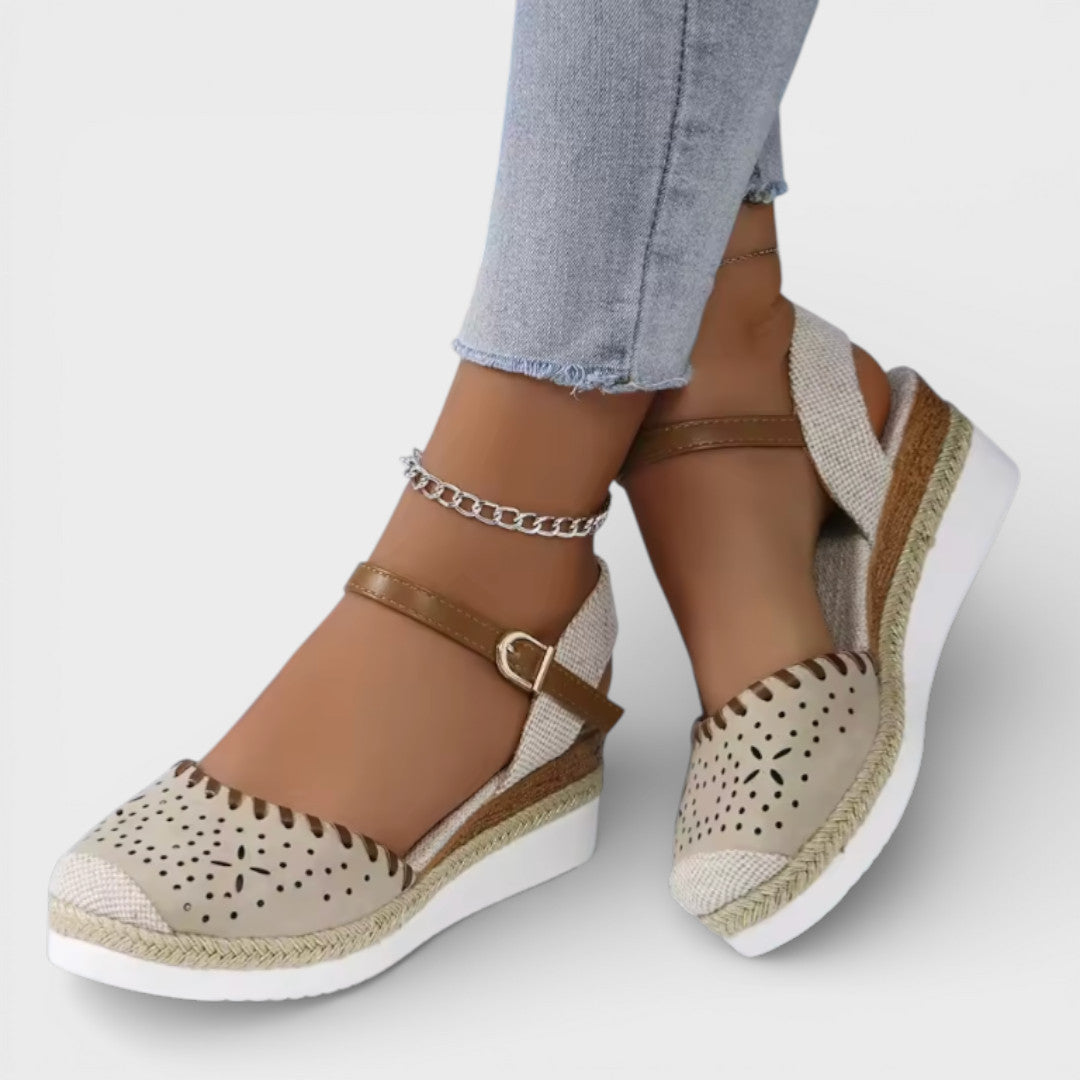 Dames Espadrille Sandalen met Enkelband