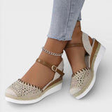 Dames Espadrille Sandalen met Enkelband