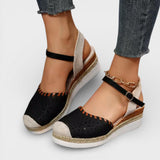 Dames Espadrille Sandalen met Enkelband